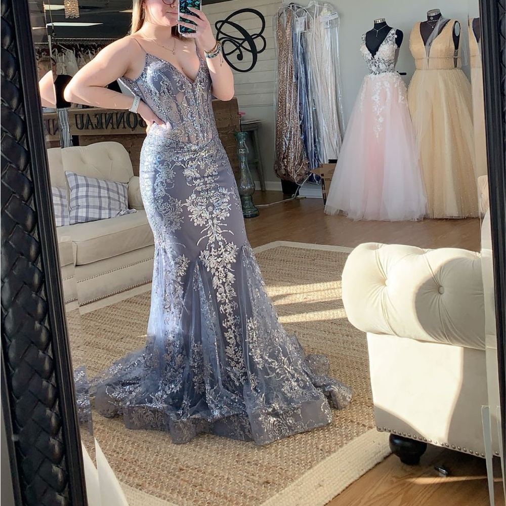 Jovani Lavender/Silver Corset Prom Dress
